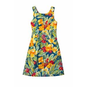 VTG Jams World Mini Dress SZ 9/(S) Hibiscus Floral Tropical Resort Retro Pockets